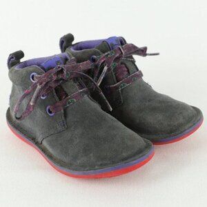 Camper Girls Size 7 Gray Purple Suede Lace Up Casual Ankle Boots